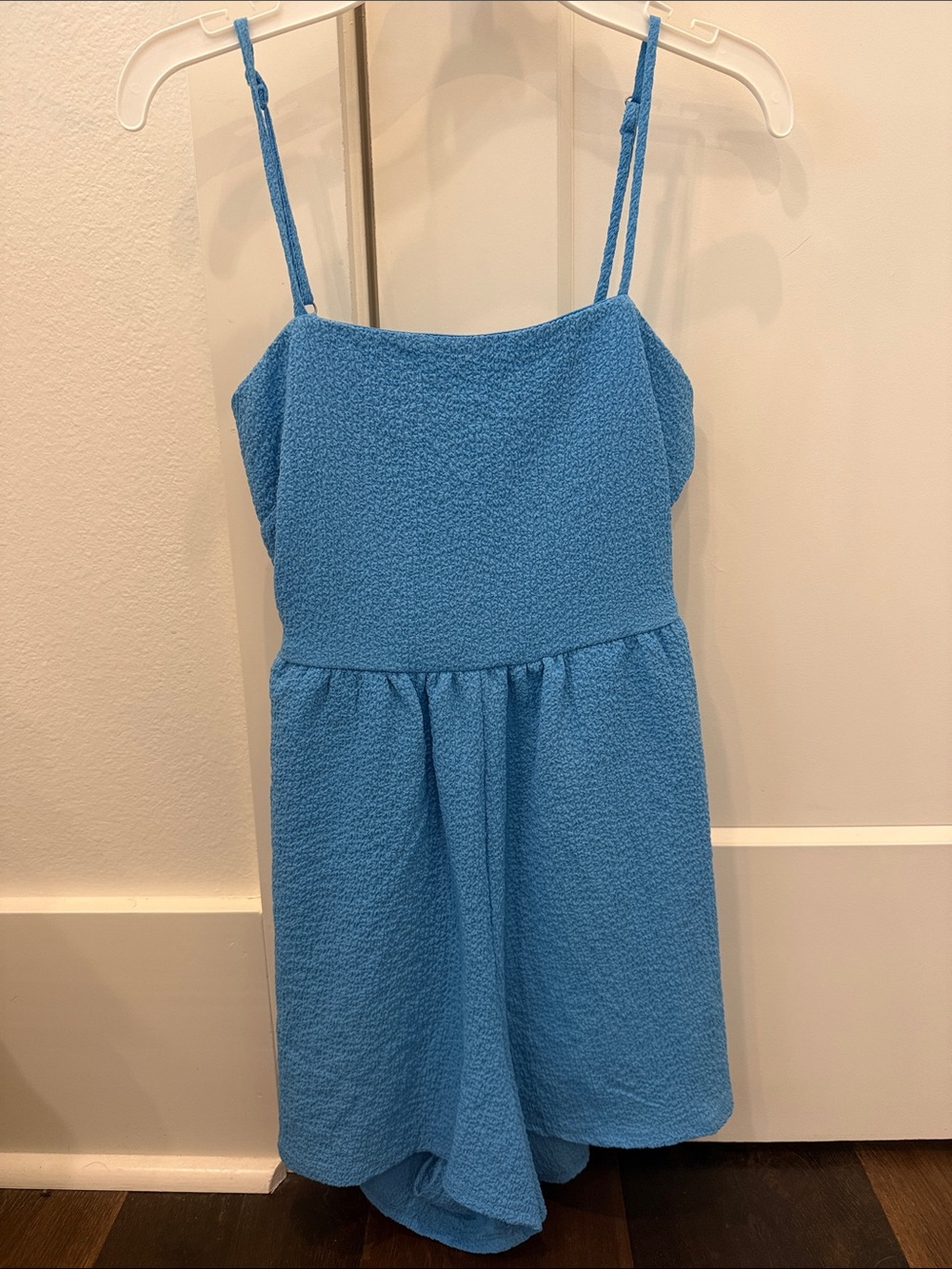 wild fable Light Blue Textured Spaghetti-Strap Romper